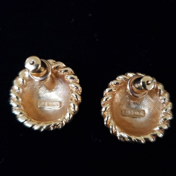 VTG Monet gold dipped classic rope curl earrings - Picture 3 of 6